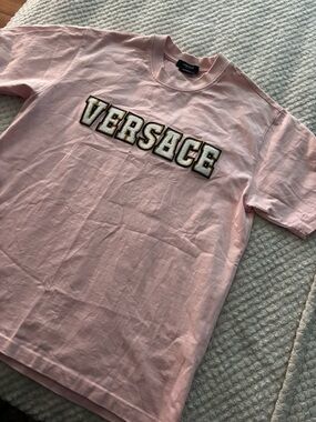 Versace Light Pink Logo Crew Tee